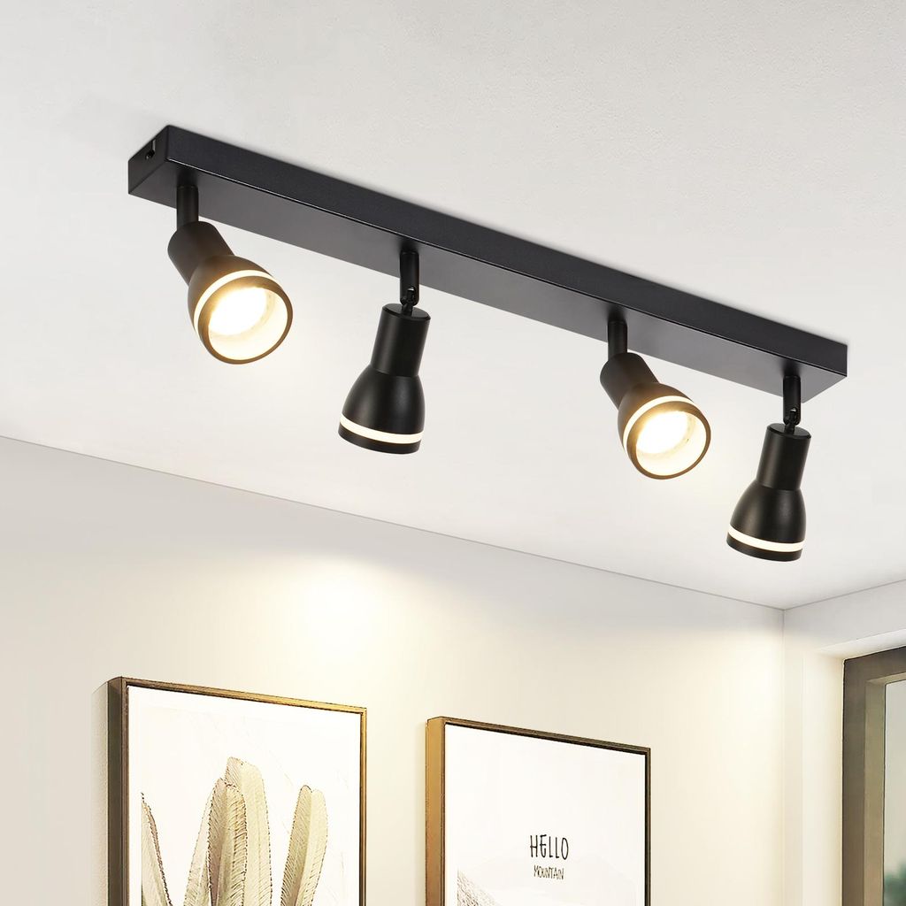 ZMH LED Plafonnier 4 flammes Noir Plafonnier Spots GU10 Image du produit 