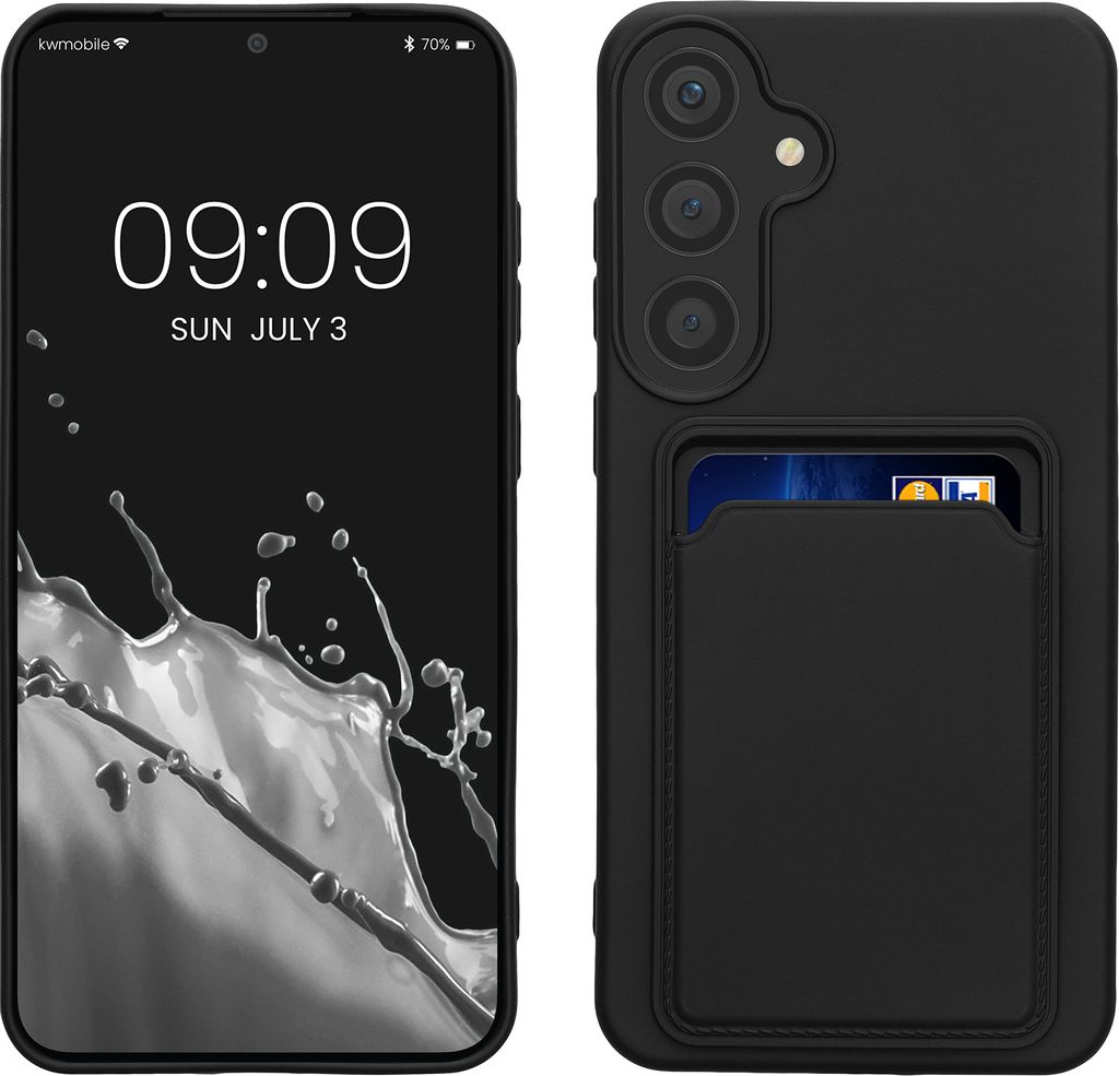 kwmobile Handyhülle kompatibel mit Samsung Galaxy S24 Plus Hülle - Handy Cover mit Fach für Karten - in Schwarz