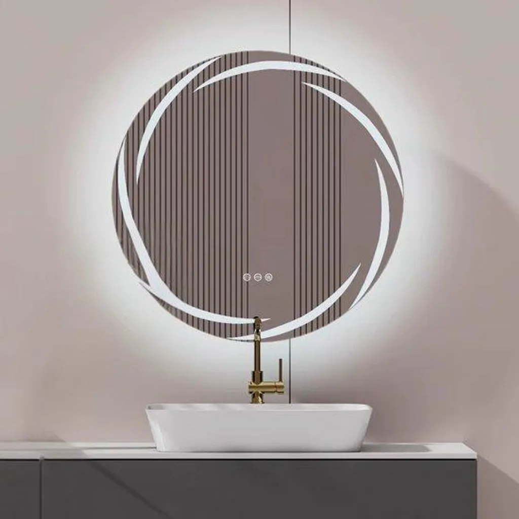 Miroir lumineux LED 80 cm avec variateur pour salle de bain moderne