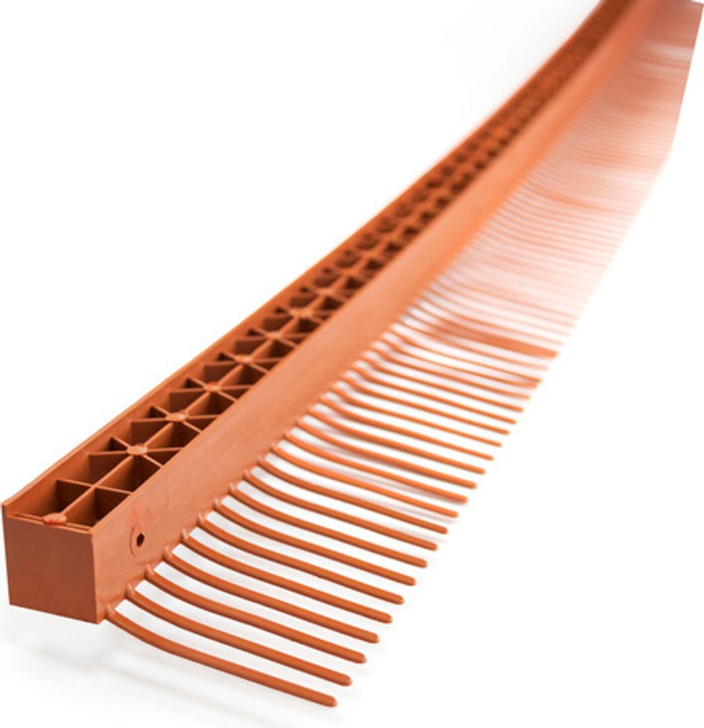 Traufenkamm Dachartikel Traufkamm Lüftungskamm 60mm Mit Lüftungsgitter 25x25mm Spatzenkamm 1m ZIEGELROT 1m