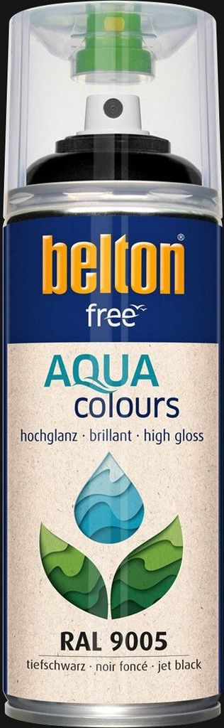 Belton Free Hochglanz wasserbasierend 400 ml RAL 9005 tiefschwarz