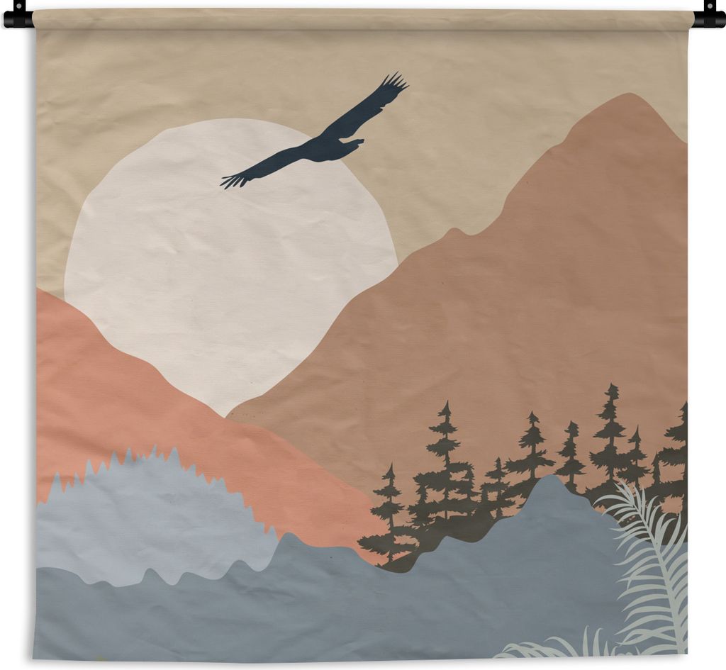 MuchoWow Wandteppich Wandbehang Pastell - Amerika - Falke 150x150 cm Tapisserie Dekoration Wandtuch - Wohnaccessoires - Modernes