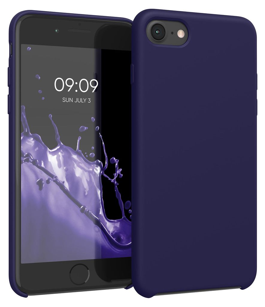 kwmobile Handyhülle für Apple iPhone SE (2022 / 2020) / iPhone 8 / 7 Hülle - Case Silikon - Kabelloses Laden - Schutzhülle Cover in Deep Ocean