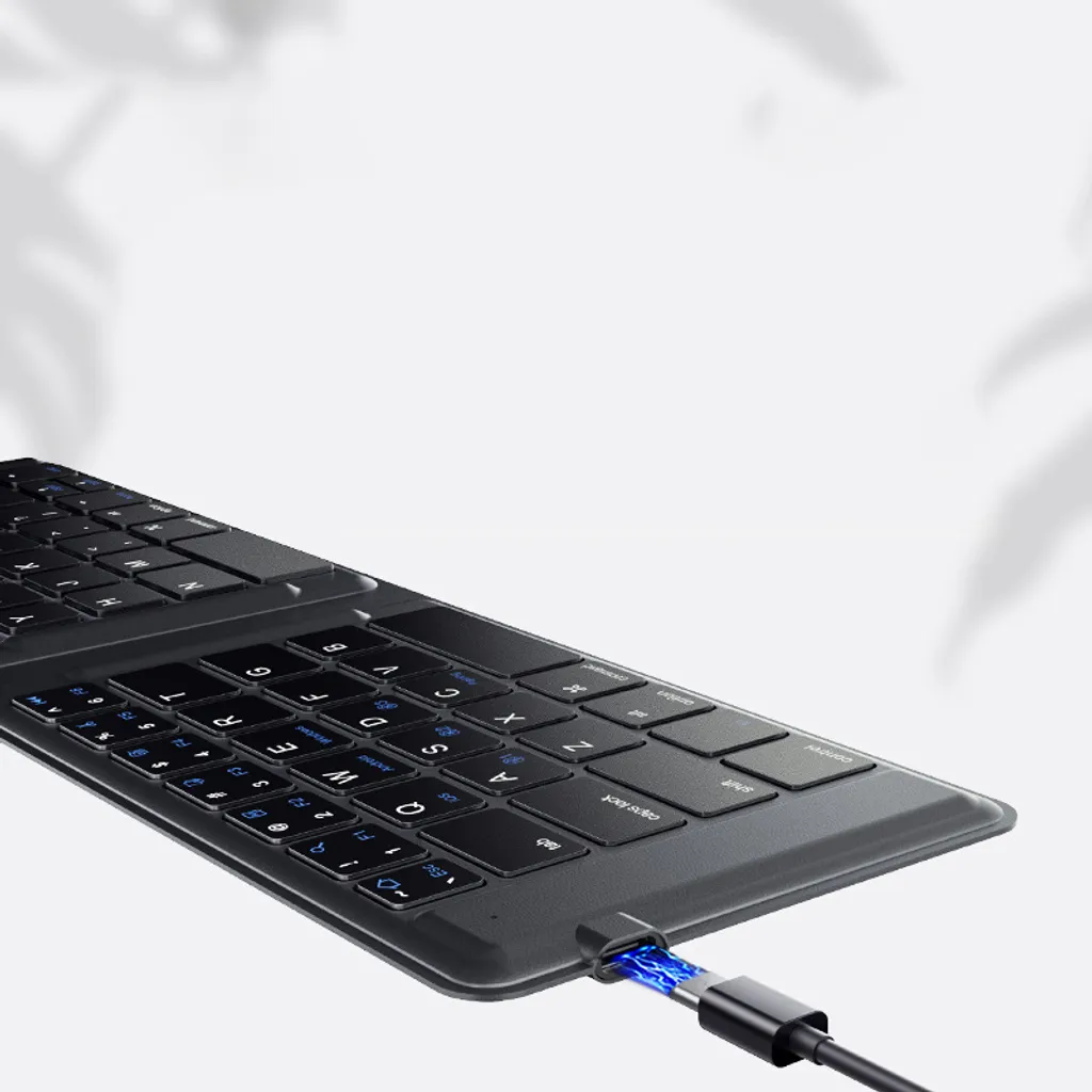 Clavier Bluetooth Tri-Fold en Cuir INF - Clavier Pliable Universel Chic