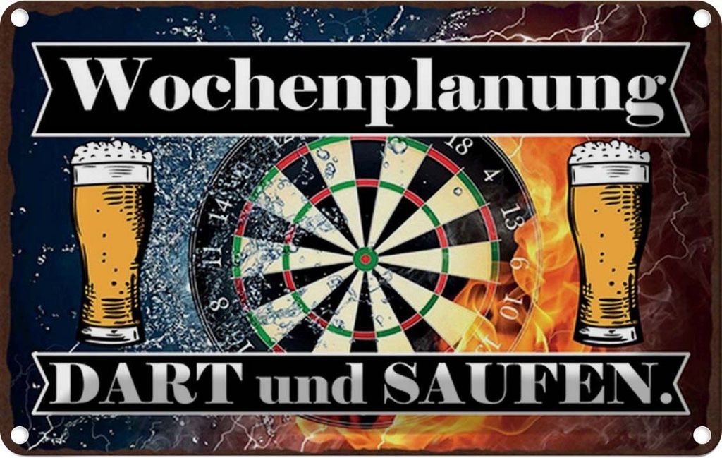 vianmo Blechschild 12x18 cm Wochenplanung Dart und Saufen Dekoration Spruch Zitat