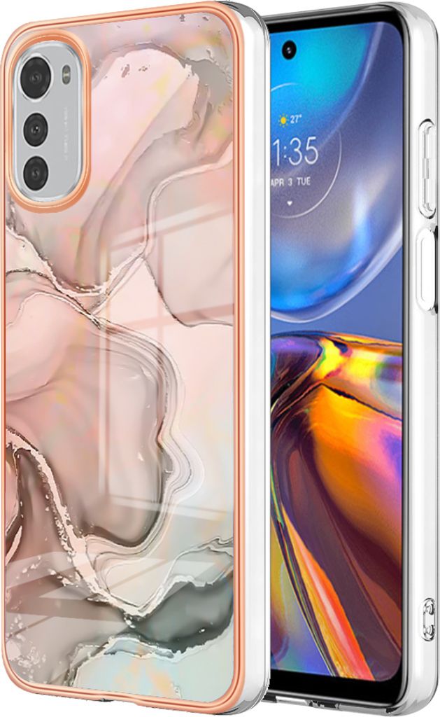 Moto E32 Hülle, Muster Dünn TPU Silikon Stoßdämpfer Bumper Schutzhülle für Motorola Moto E32 Crème