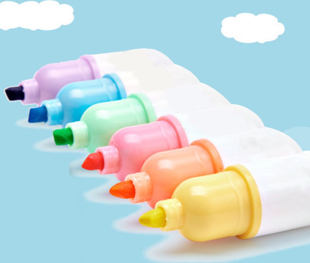 6pcs/set niedliche Kapsel geformte Highlighter -Marker Stationery Office Supplies