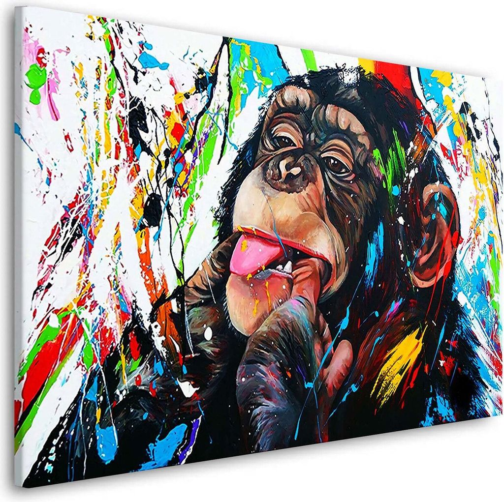Wandbild Leinwandbild Affe Pop Art Colour: 120x80x2cm