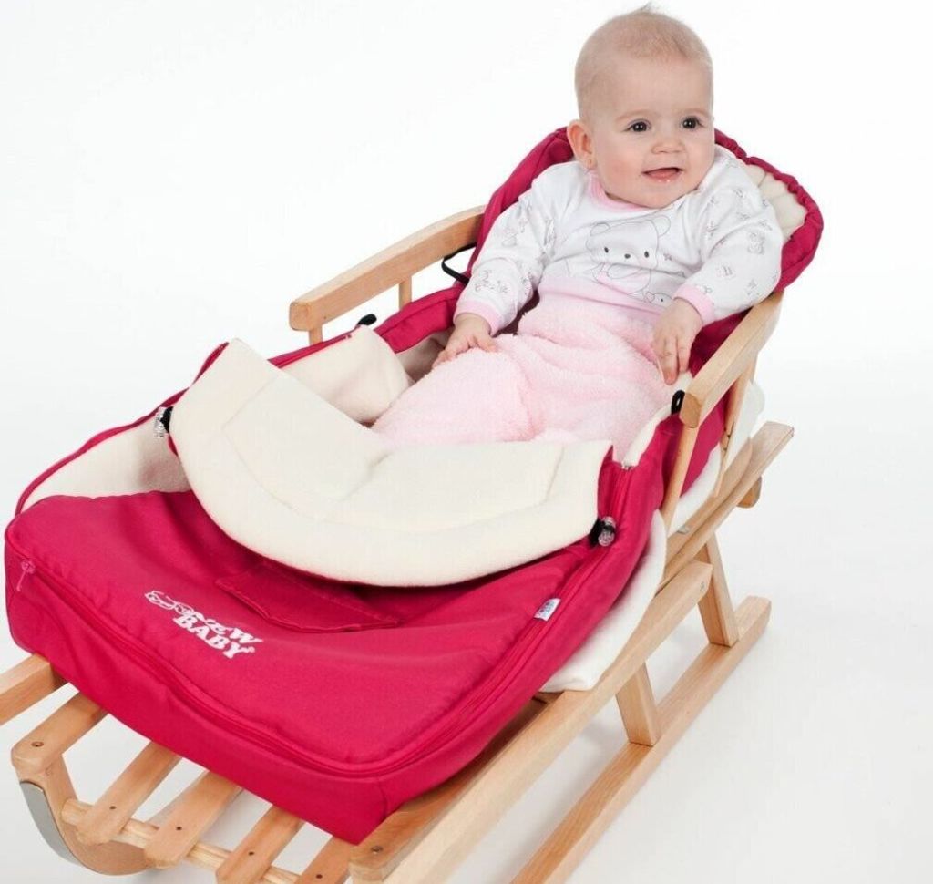 Kinderschlitten aus Vollholz mit Rückenlehne und Seil BAYO Produktbild 