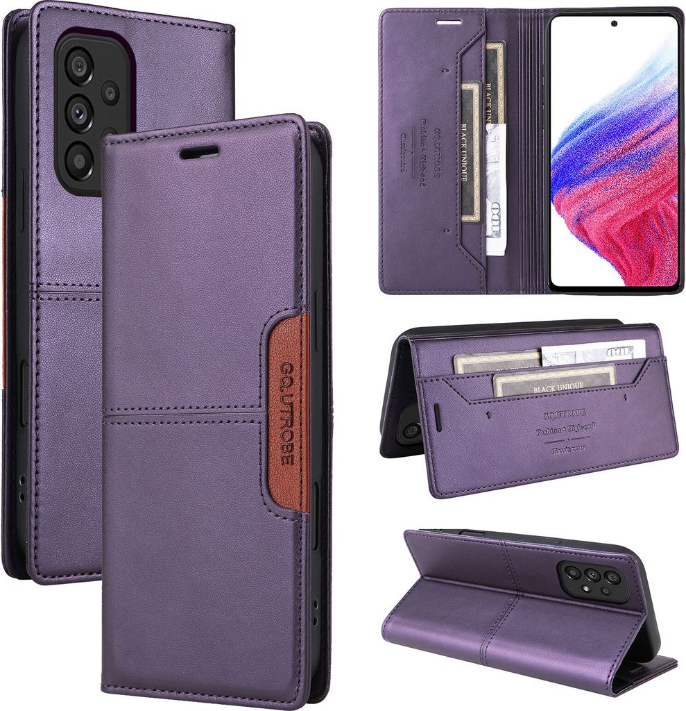 Handyhülle für Samsung Galaxy A72 / A72 5G Hülle, Leder Flip Wallet Kartenfach Stand Schutzhülle Lila