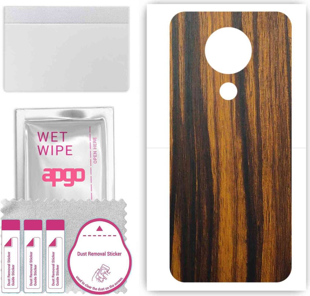 apgo Rückseite Schutzfolie, Skin, kompatibel mit Nokia 3.4, Hinten Displayschutzfolie aus Vinylfolie, kratzfest, einfache Montage - Tigerwood