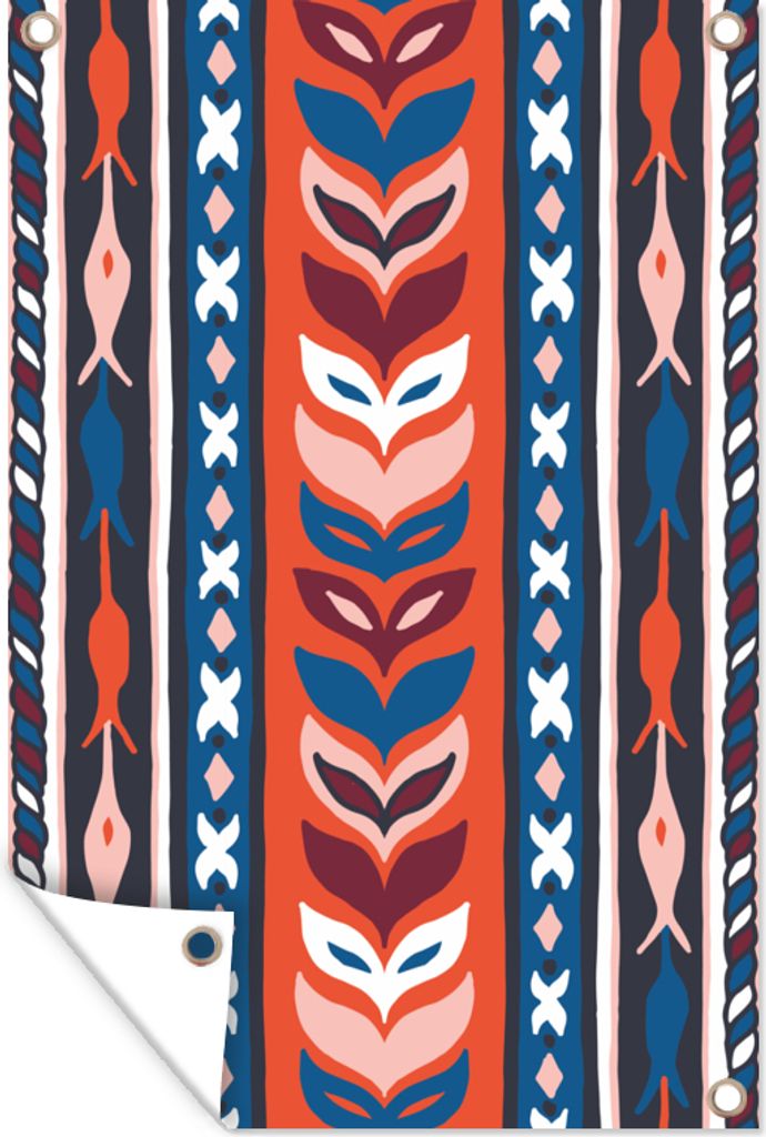 MuchoWow 80x120 cm Outdoor-Poster Gartendeko Sichtschutz Garten Poster für den Garten Design - Blumen - Pflanzen - Rot - Minimalismus