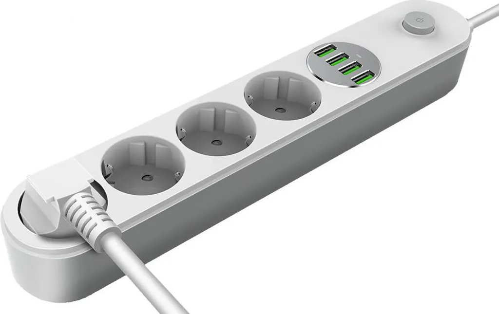 ColorWay CW-CHE44W Gniazdo zasilania 4 wtyki / 4USB, biały, 2m