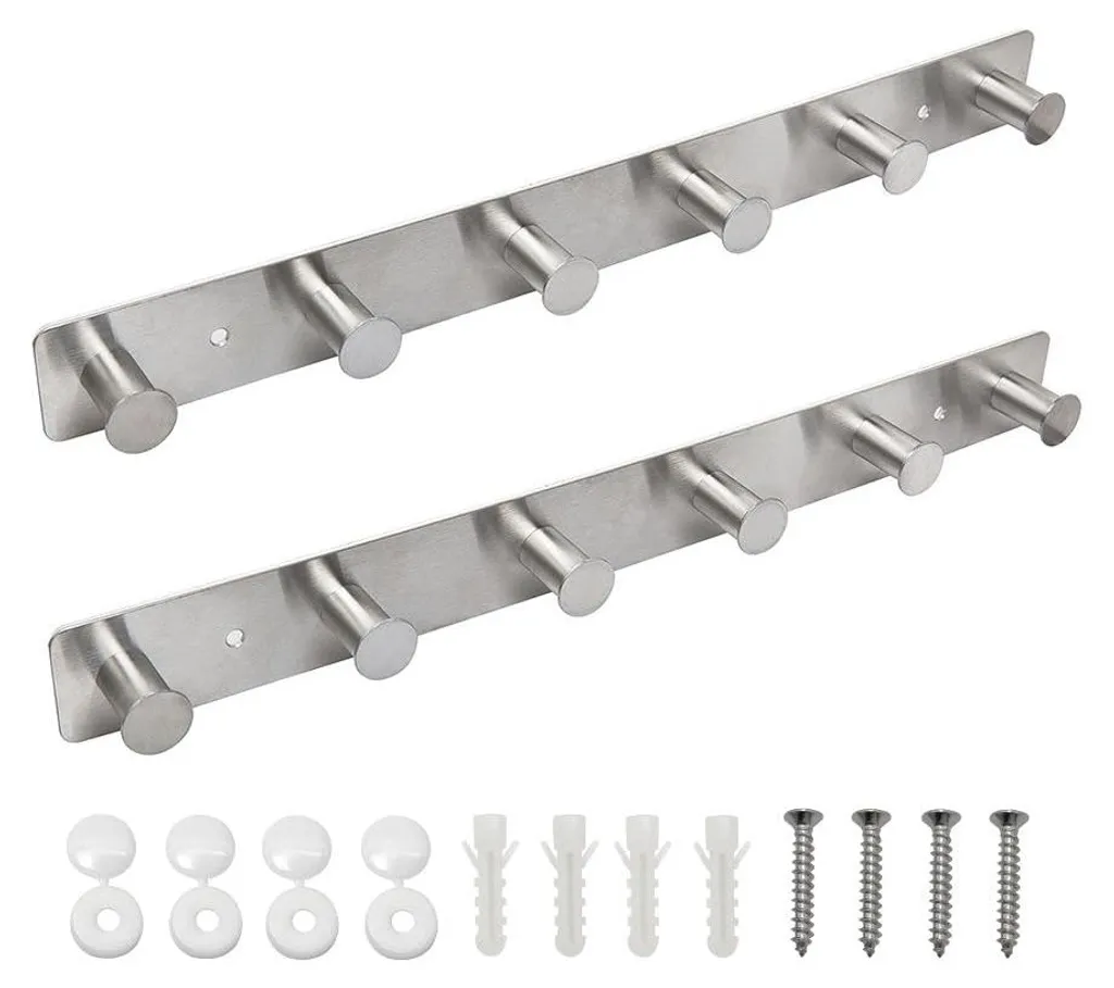 Portemanteau pour Couloir et Entrée en Métal Argenté 40 cm | Pack de 2