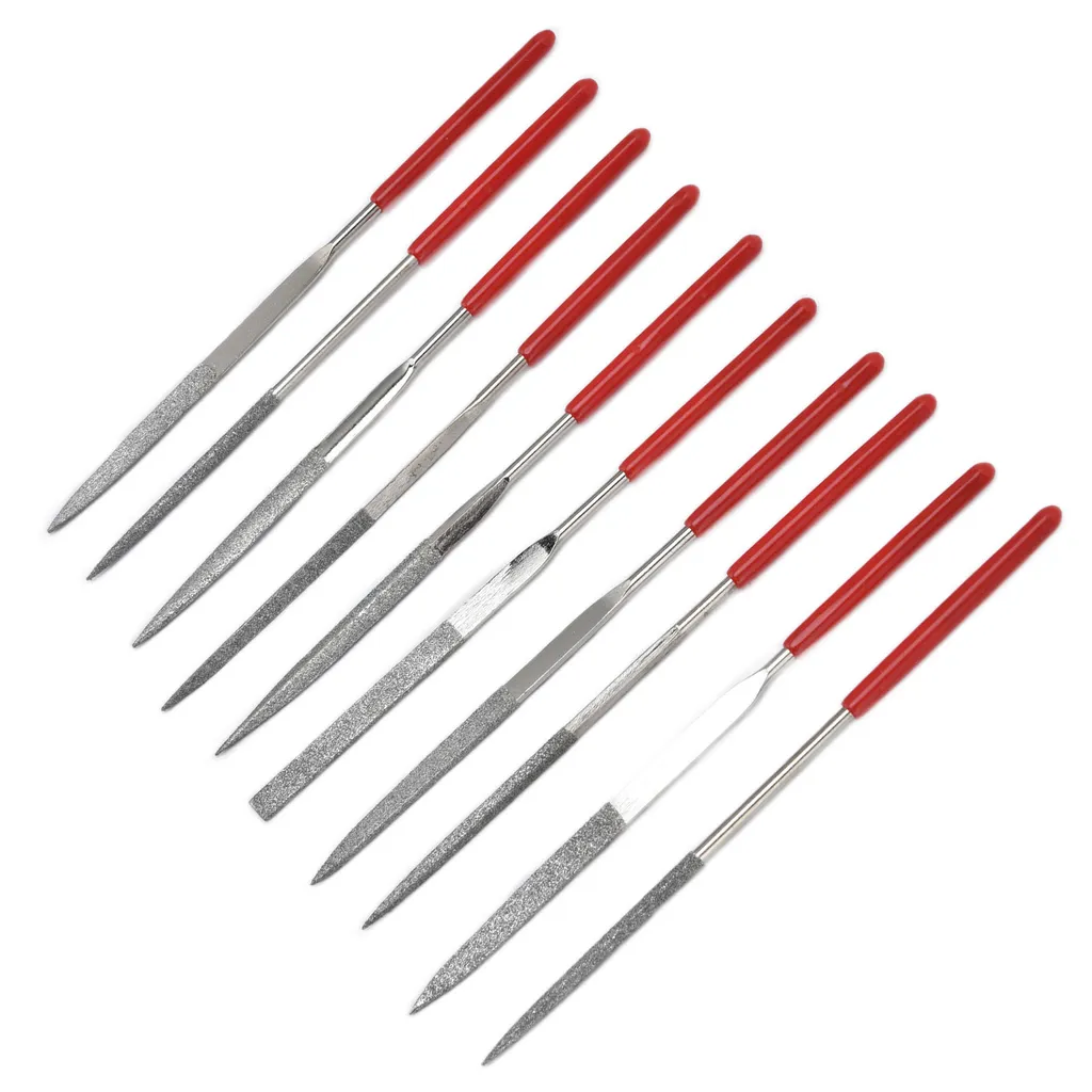 10Pcs Set di lime ad ago temprato robusto durevole manico comodo lime per gioielli (3x140mm) - 6