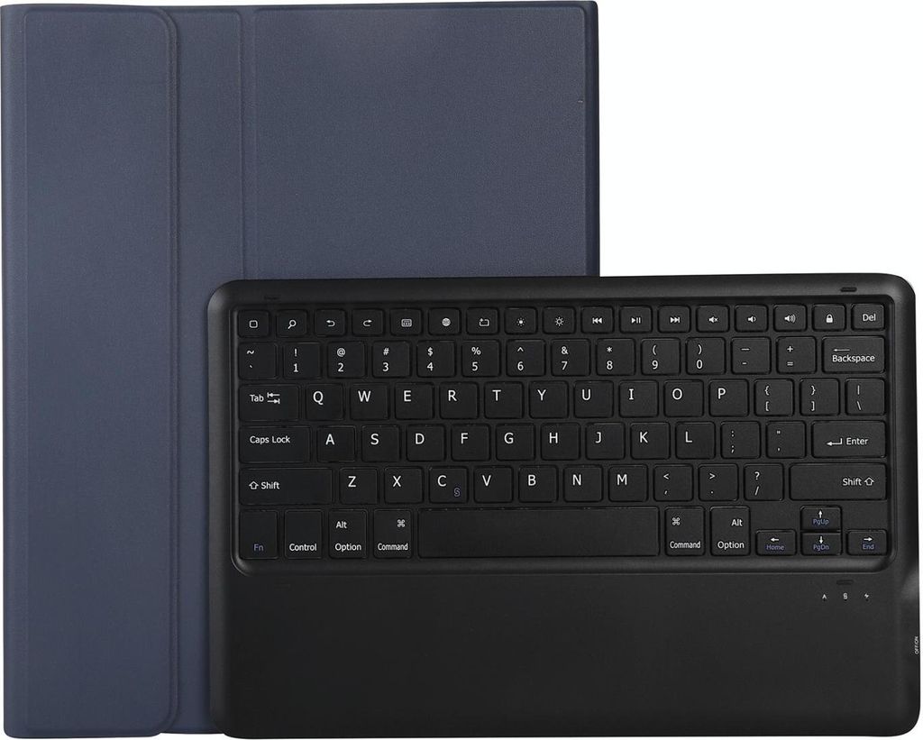 Mobigear Ultra Thin iPad Air 13 Zoll (2025) Hülle QWERTY Bluetooth Tastatur Klapphülle + Stifthalter - Dunkelblau