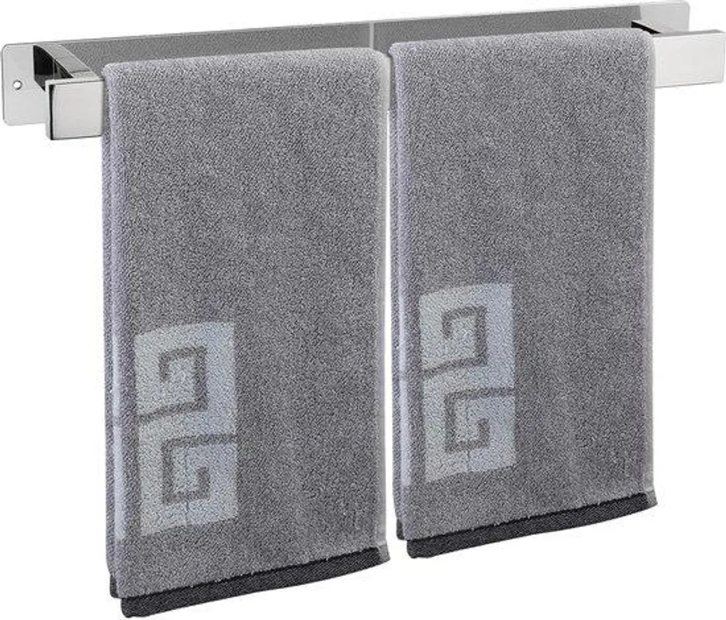 Porte-serviettes 40cm en acier inox chromé, fixation adhésive ou vis