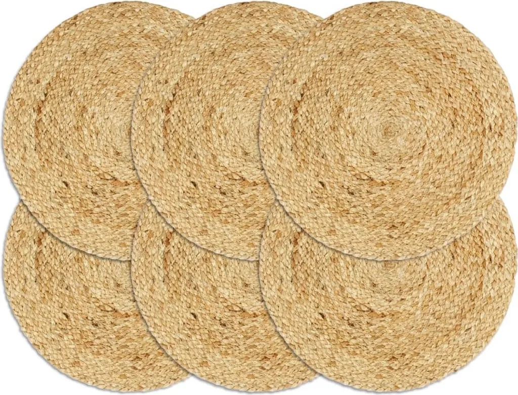 Tovagliette 6 pezzi. Iuta naturale rotonda da 38 cm