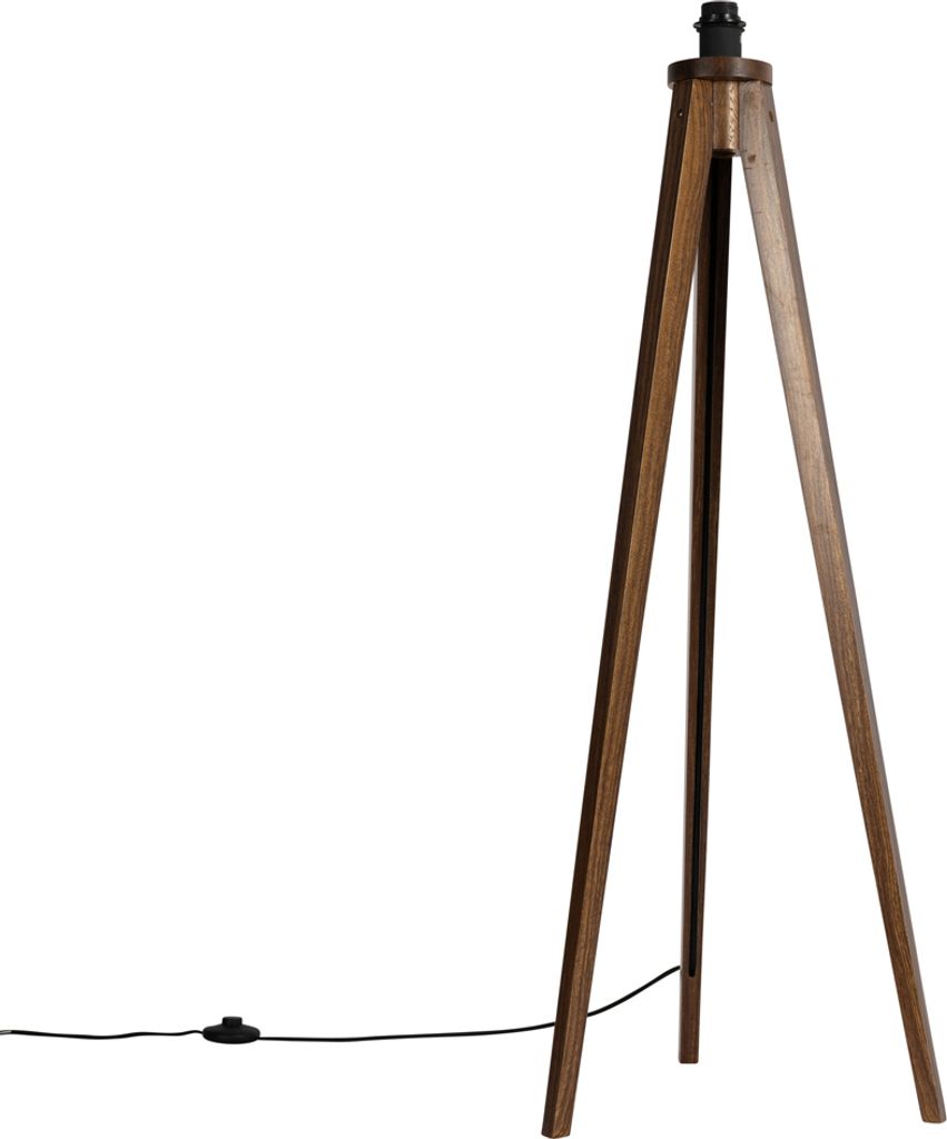 QAZQA - Landhaus I Vintage Ländliche Stehlampenstativ aus Walnussholz - Tripod I Dreifuß Lampe I Dreifuss Classic I Wohnzimmer I Schlafzimmer - R...