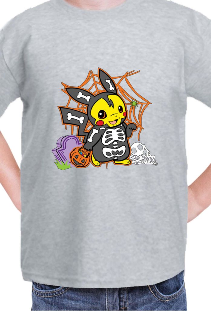 Kinder T-Shirt Japan Manga Anime Comics Pokemon 038, / Grau