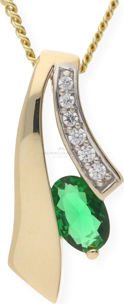 Kettenanhänger Gold 333 synthetischer Smaragd Zirkonia JL10-02-0159 JuwelmaLux