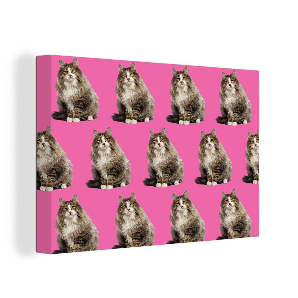 OneMillionCanvasses - Leinwandbilder - 140x90 cm, Tier - Muster - Rosa, Wandbilder Kunstdruck Wanddekoration