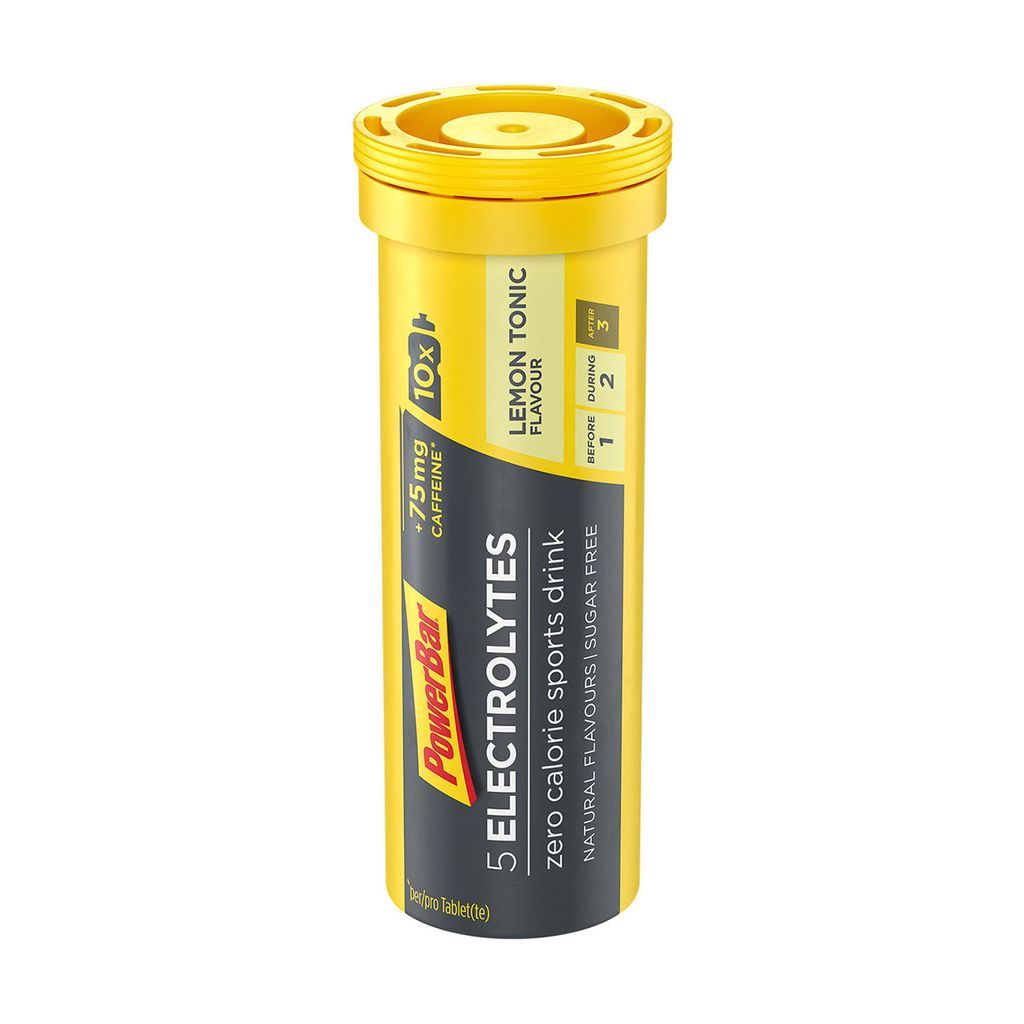 PowerBar 5 Electrolytes 10 Tabletten Lemon Tonic Boost (mit Koffein) / Sportgetränke / Iso / Elektrolyte / Erfrischendes hypotones Getränk mit mi...