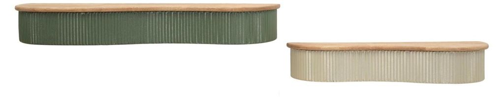 Wandregal Set Frankfurt 2-teilig Kautschukholz Metall Produktbild 