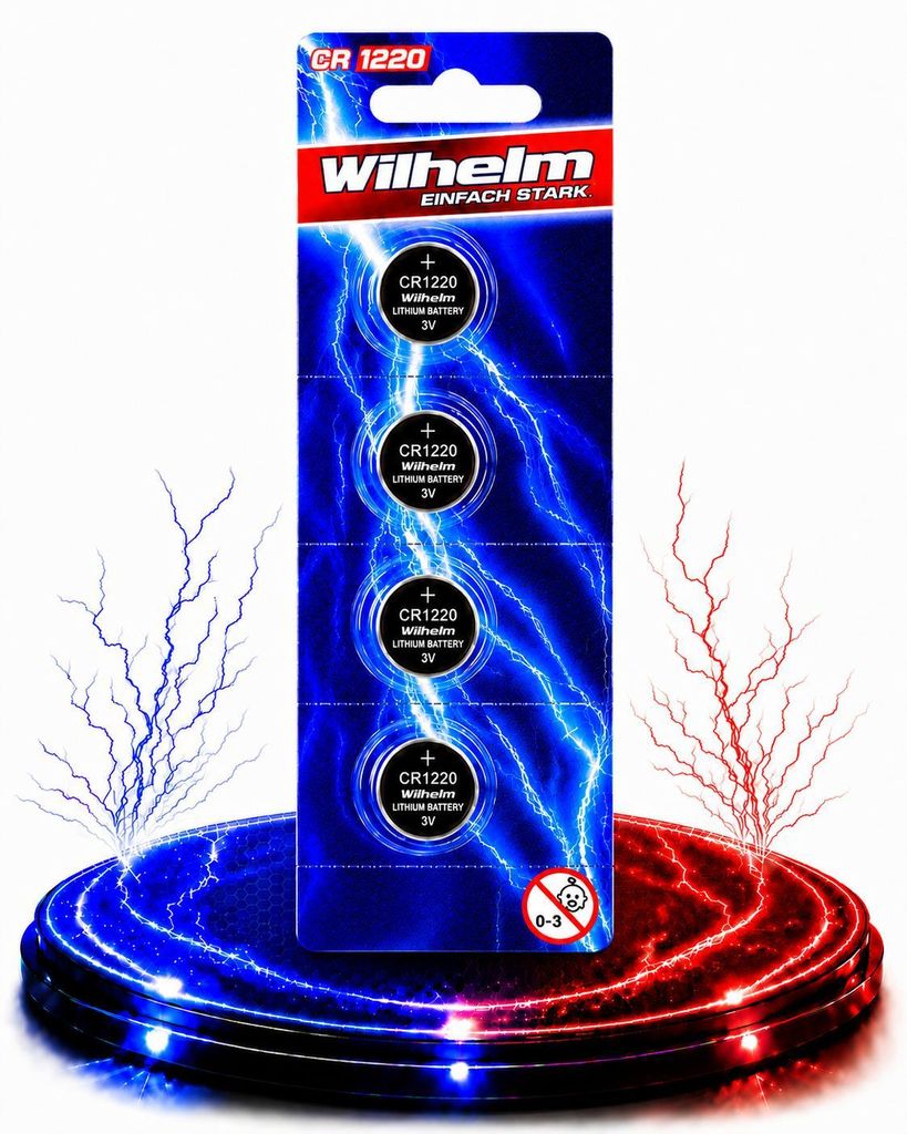 4 x CR1220 WILHELM Blister Lithium Knopfzelle 3V 40mAh Produktbild 
