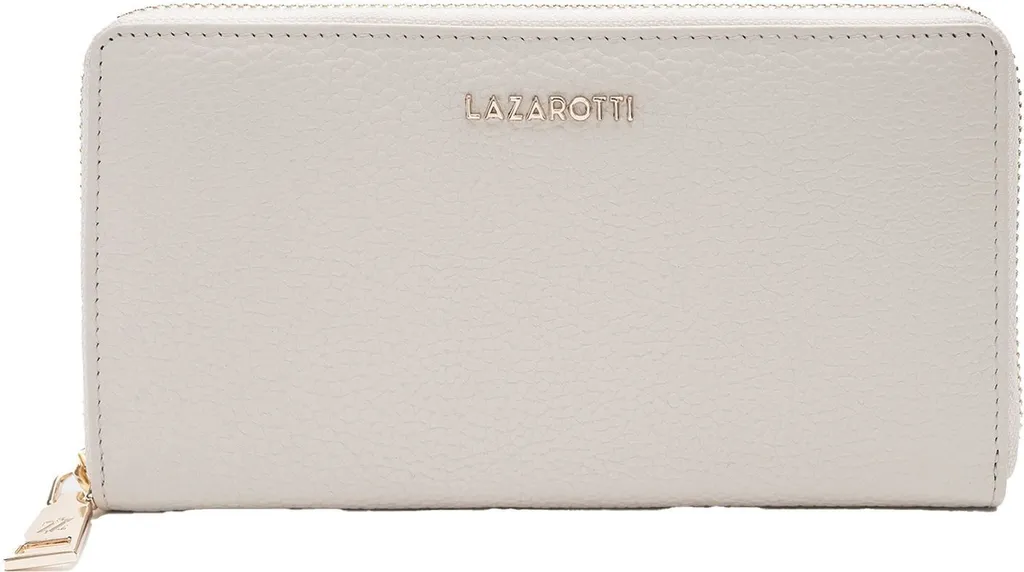 Portafoglio Lazarotti Bologna Pelle Avorio Zip Around 16 Card Slots