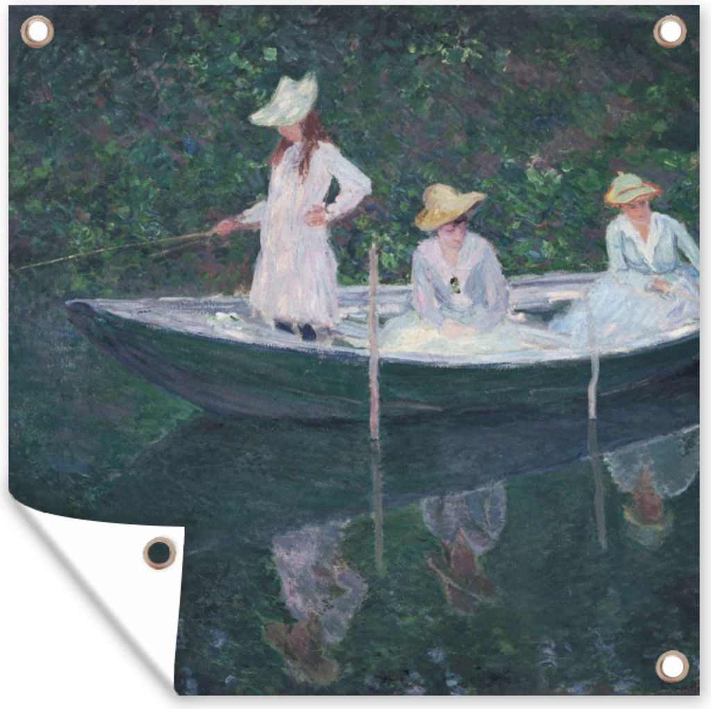 MuchoWow 100x100 cm Outdoor-Poster Gartendeko Sichtschutz Garten Poster für den Garten Im norwegischen Boot in Giverny - Claude Monet