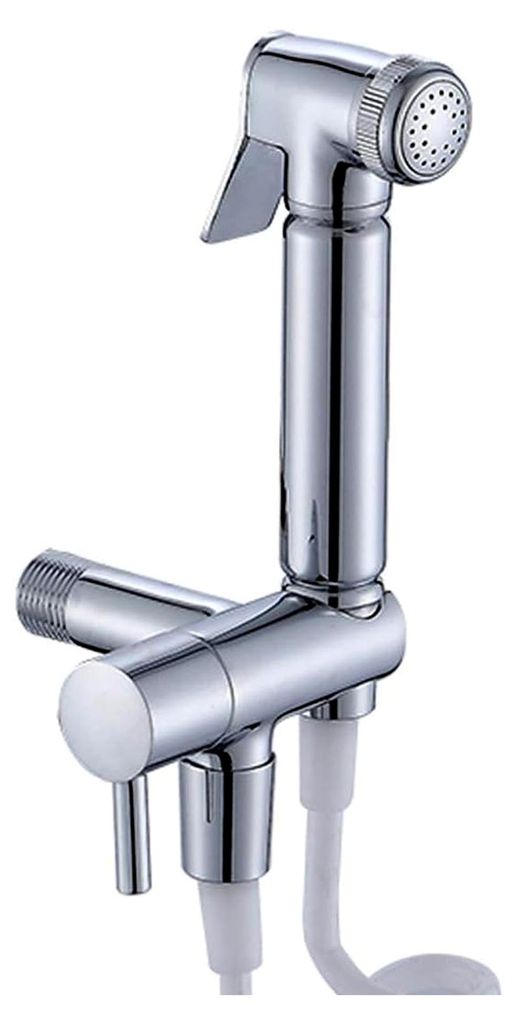 Wasserhähne, Dusche, WC-Set und Sprühgerät, Badezimmerzubehör mit Rohren und Ventilen, verchromt, verchromt, Wandmontage
