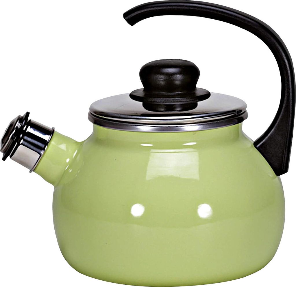 Karl Krüger Flötenkessel 2 Liter Serie JUIST aus Stahlemaille / Pfeifkessel / Wasserkessel