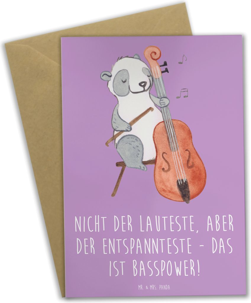 Mr. & Mrs. Panda Grußkarte Bassgitarre Entspannt - Lavendeltraum - Geschenk, Musik, Lernen, einladungskarten, Timing, Musikinstrument, osterkarte,...