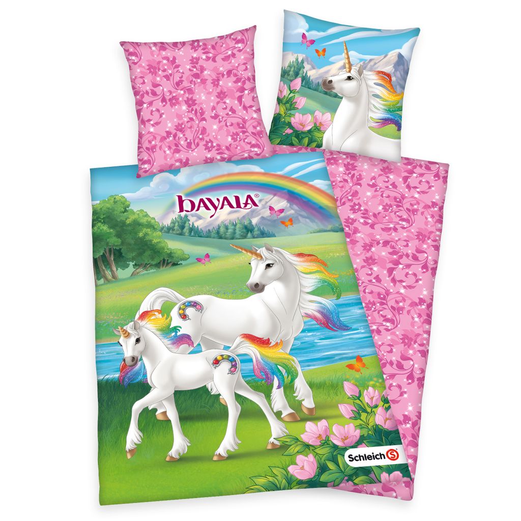 Schleich Bayala Bettwäsche / Kinderbettwäsche, 100% Baumwolle ( Renforcé ), 80x80 + 135x200 cm