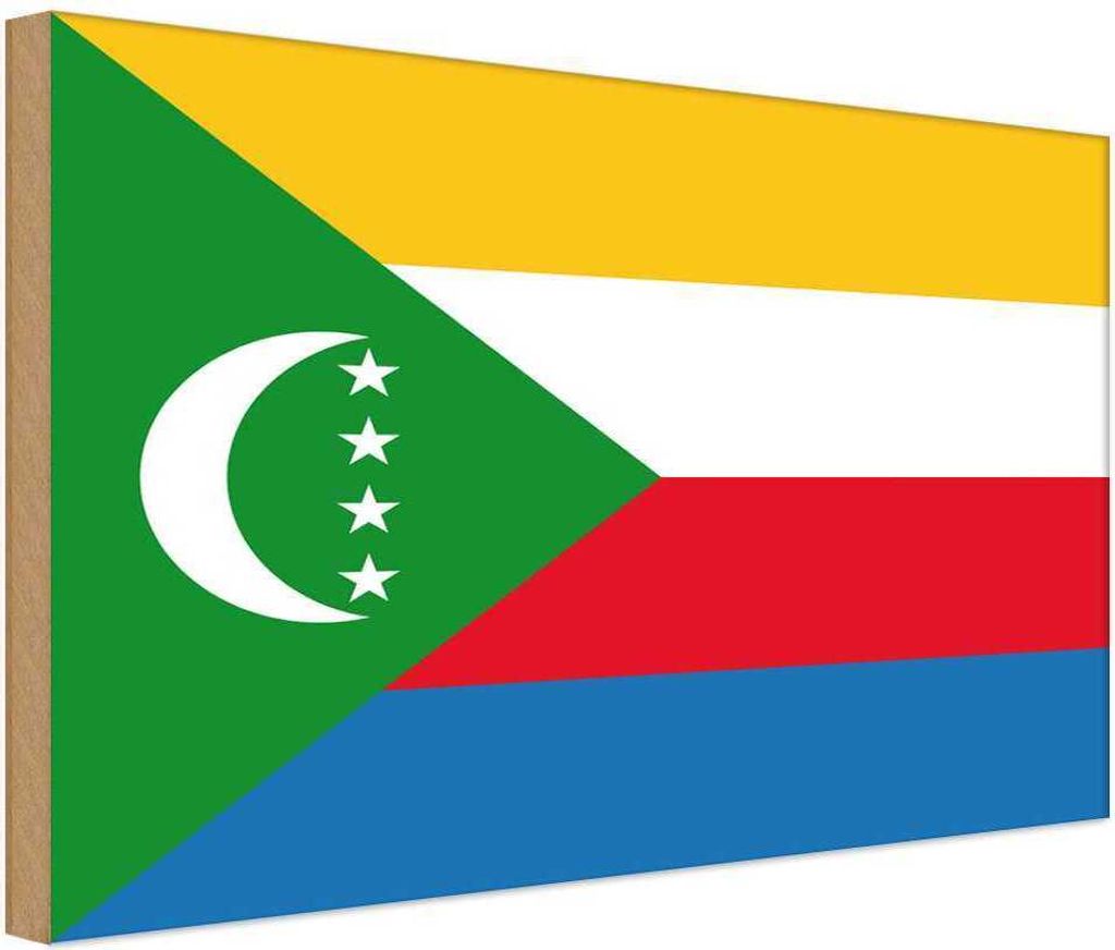 vianmo Holzschild 12x18 cm der Komoren the Comoros Flagge Fahne Wappen