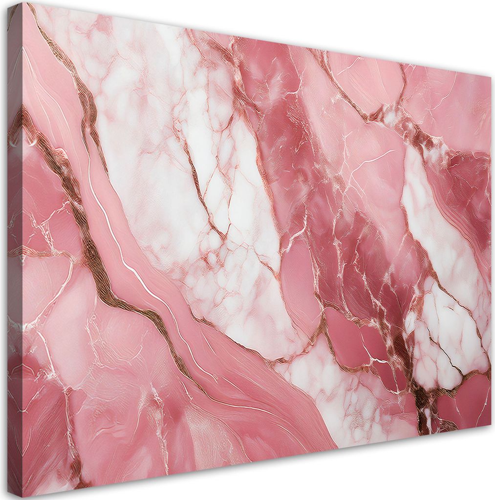 Leinwandbild Rosa Marmor Stein Goldelemente 90x60 Feeby Rosa bild für die wand bereit zum aufhängen