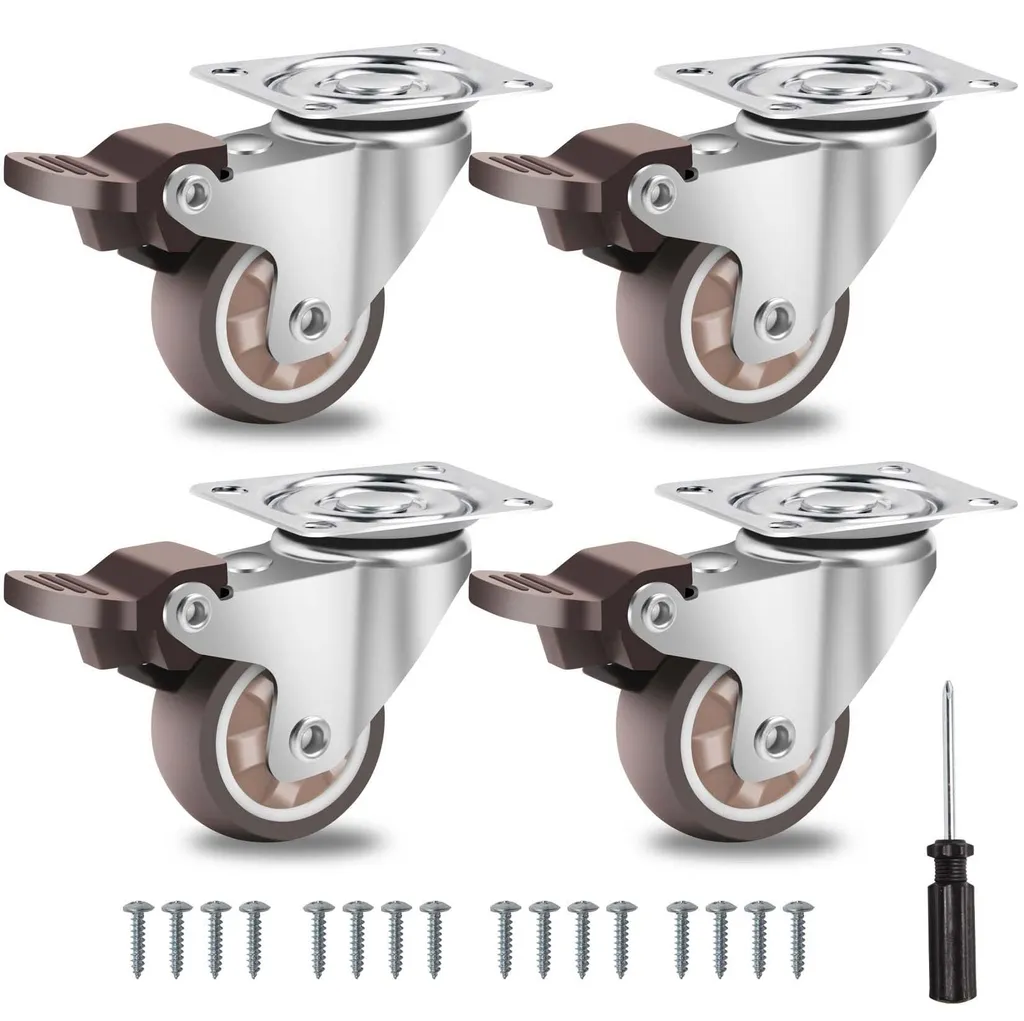 Lot de 4 roulettes pivotantes en caoutchouc 38mm pour meubles et tables
