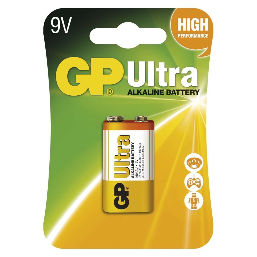 GP Alkalická baterie Ultra 9V (6LF22), 1 ks, B1951