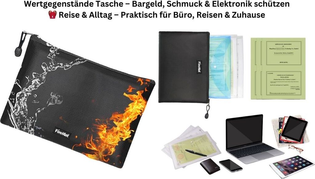 Feuerfeste Dokumententasche 34x25cm - Schutz von Produktbild 