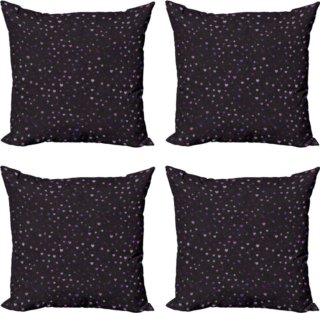 ABAKUHAUS Sterne Kissenbezug Set (4 Stück), Bunte Herzen Spots, Moderner Doppelseitiger Digitaldruck, 60 cm x 60 cm, Mehrfarbig