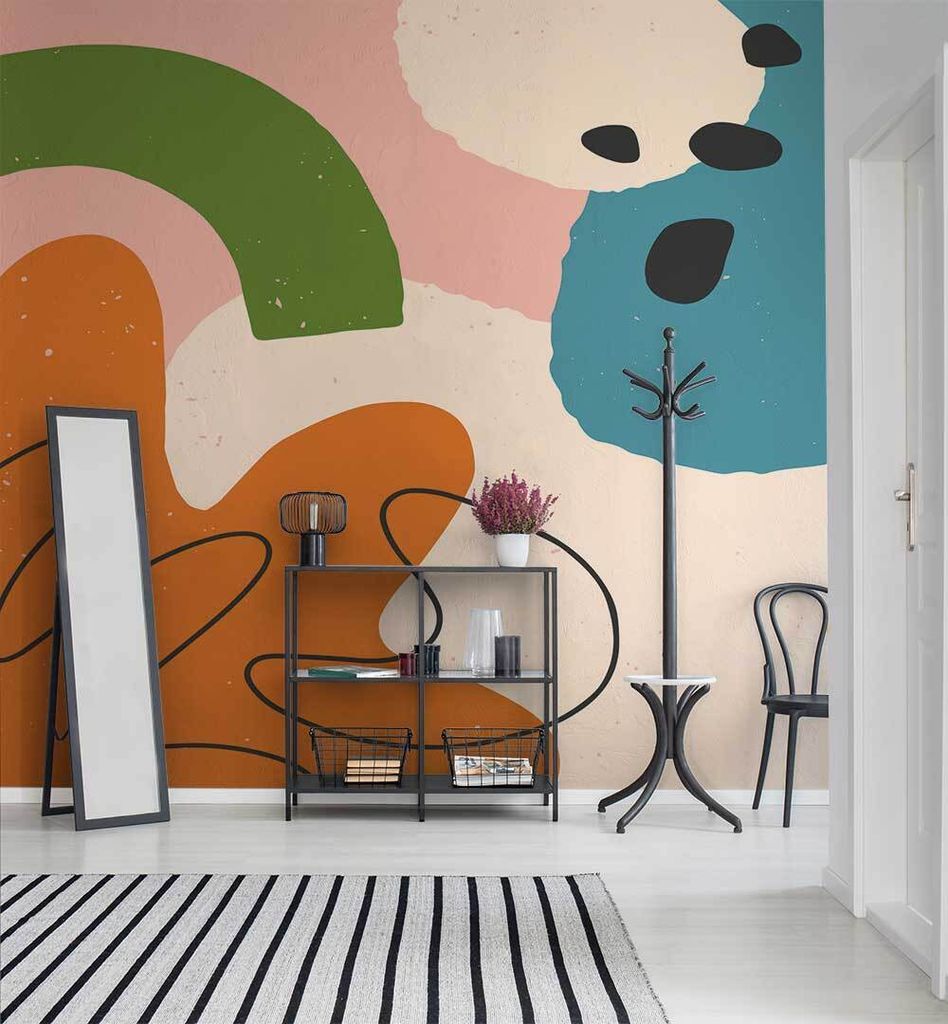 Fototapete Bunte Formen rund, Material:Premium Vlies 150g/qm, Größe Tapete:520 x 260cm