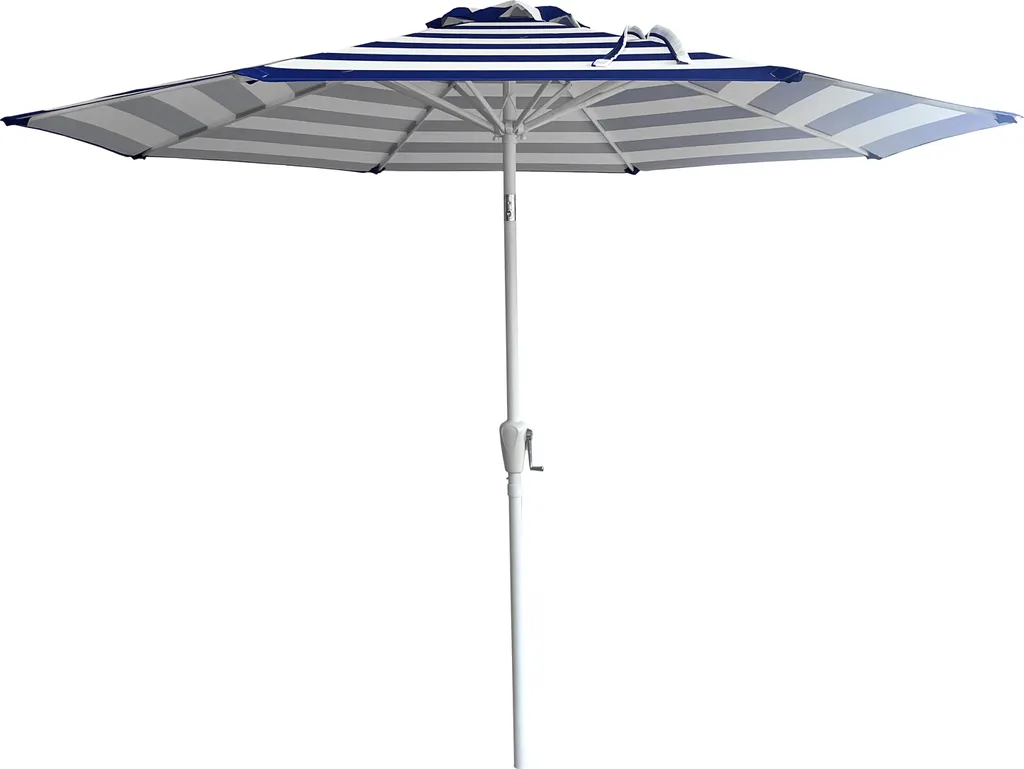Parasol rond 2,70m BANDOL à rayures bleues avec toile haute protection