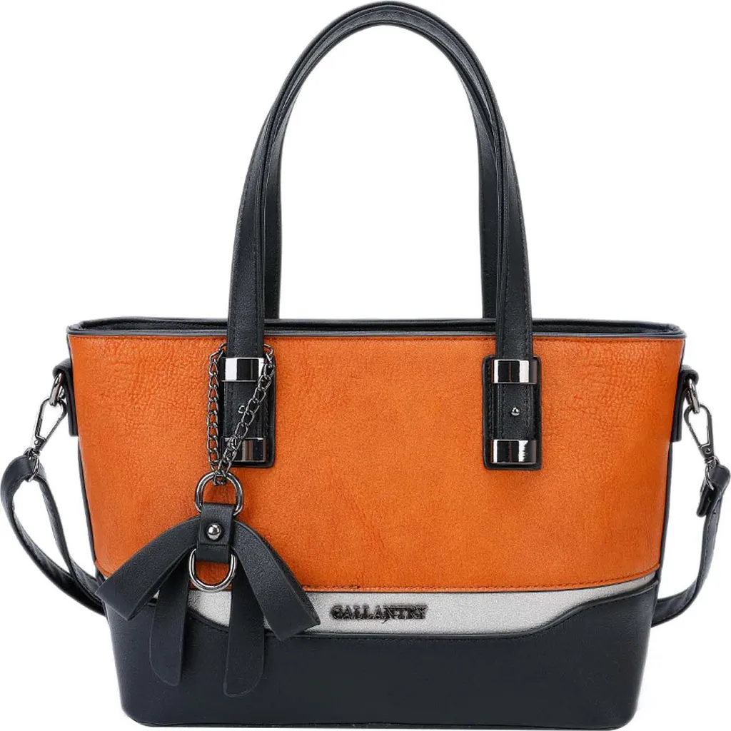 Grand sac à main cabas Gallantry marron avec imprimé siglé et nœud
