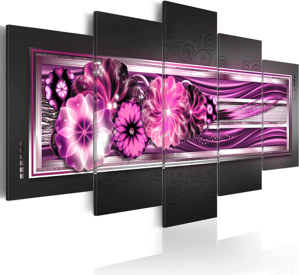 Modernes Wandbild 020101- 212 (100x50) - 5 Teilig Bilder Fotografie auf Vlies Leinwand Foto Bild Dekoration Wand Bilder Kunstdruck Blumen Abstrakt