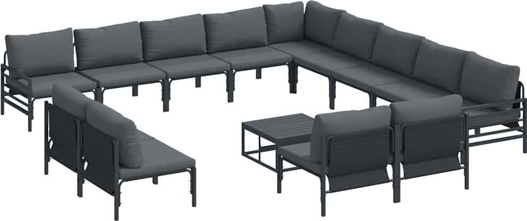 (Robust Möbel) Gartensofa-set - elegantes Design - Sitzgruppe mit Sofa, Tisch - mit Kissen 14 pcs Schwarz Stahl - Terassenmöbel DEMöbel161678