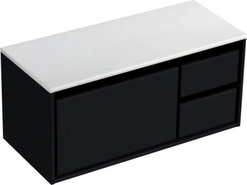 Sanox Waschtischunterschrank Loft BxHxT 101 x 47 x 46 cm Frontfarbe schwarz matt mit Waschtischplatte Kunststein weiß 2