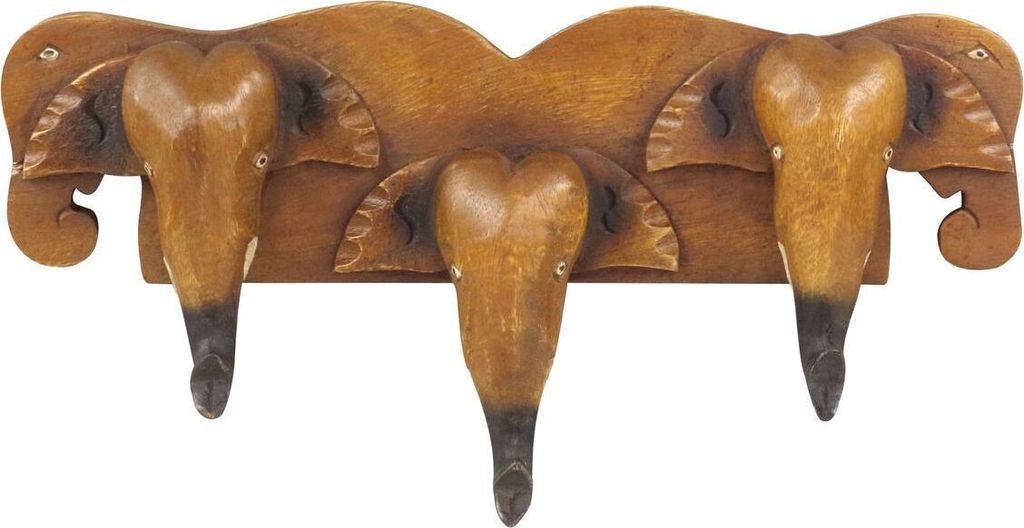 Garderobe Elefanten Kleiderhaken Garderobenleiste Handarbeit Braun 42cm