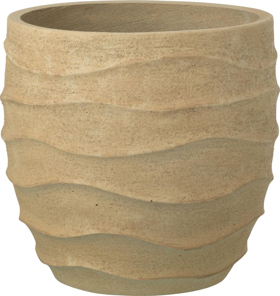 J-Line Übertopf Welle + Außenbereich Sand Beige Large