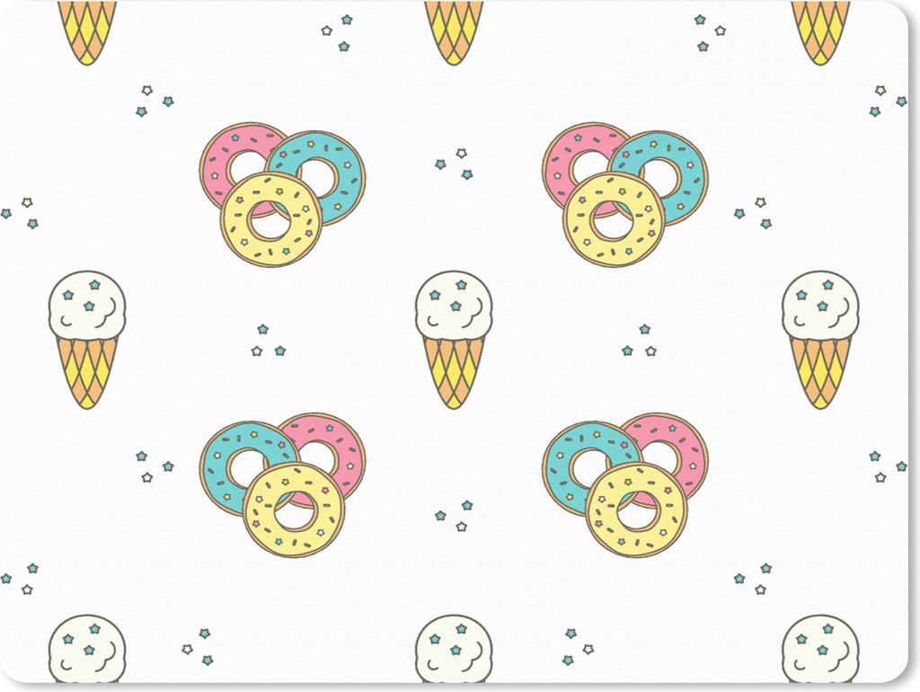 MuchoWow Mauspad Mousepad Muster - Eiscreme - Donus - Jungen - Kinder 40x30 cm - Mousepads - Maus Mat - Pad - Mausunterlage - Anti Rutsch